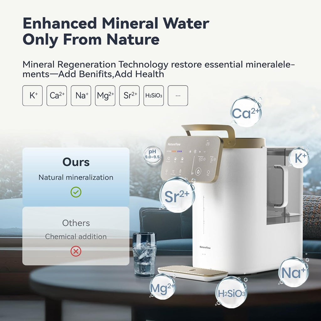 Y60AC（2nd Gen Cold & Hot Countertop Reverse Osmosis Water Mineralization System— Natural Mineral Activation, 10-Stage RO Filtration,Ultra Dual UV, Alkaline Water, 11-Temperature