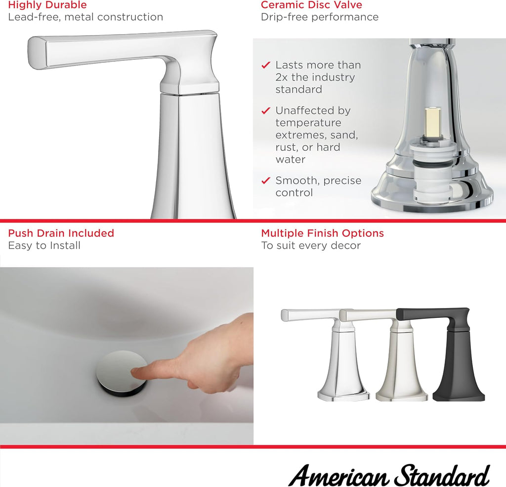 American Standard 7426801.243 Belmeade Two-Handle 8-Inch Widespread Bathroom Faucet, 1.2 GPM, Matte Black