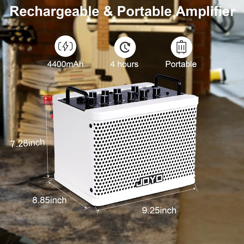 JOYO 15W Portable Bass Amp Combo | 9 Amplifier Models + 6 Modulation FX + Looper & Drum Machine | Rechargeable Battery | Digital Modeling | for Bassist Practice, Solo & Small Gigs (DC-15B)