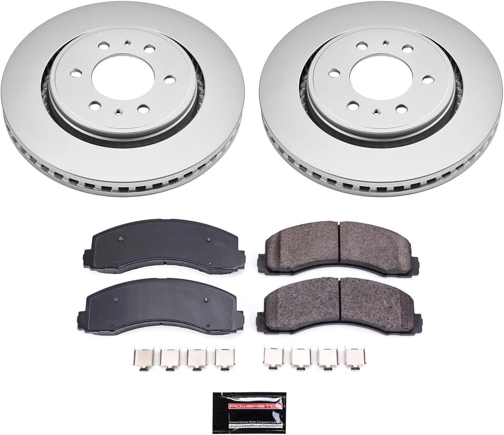 PowerStop Front Brake Kit for Ford Expedition 2010-21 |F-150 2010-20 |Lincoln Navigator 2010-21 - Fully-Coated Disc Rotors with Z17 Ceramic Brake Pads Replacement, CRK3167