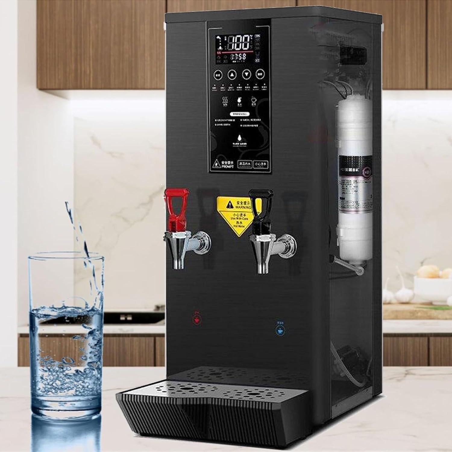 Commercial Instant Water Dispenser, 3000 w Desktop Electric Hot Water Boiler, 60°C to 100°C Adjustable, Automatic Hot Water Pot Digital Control Panel/Auto Temperature Control Black