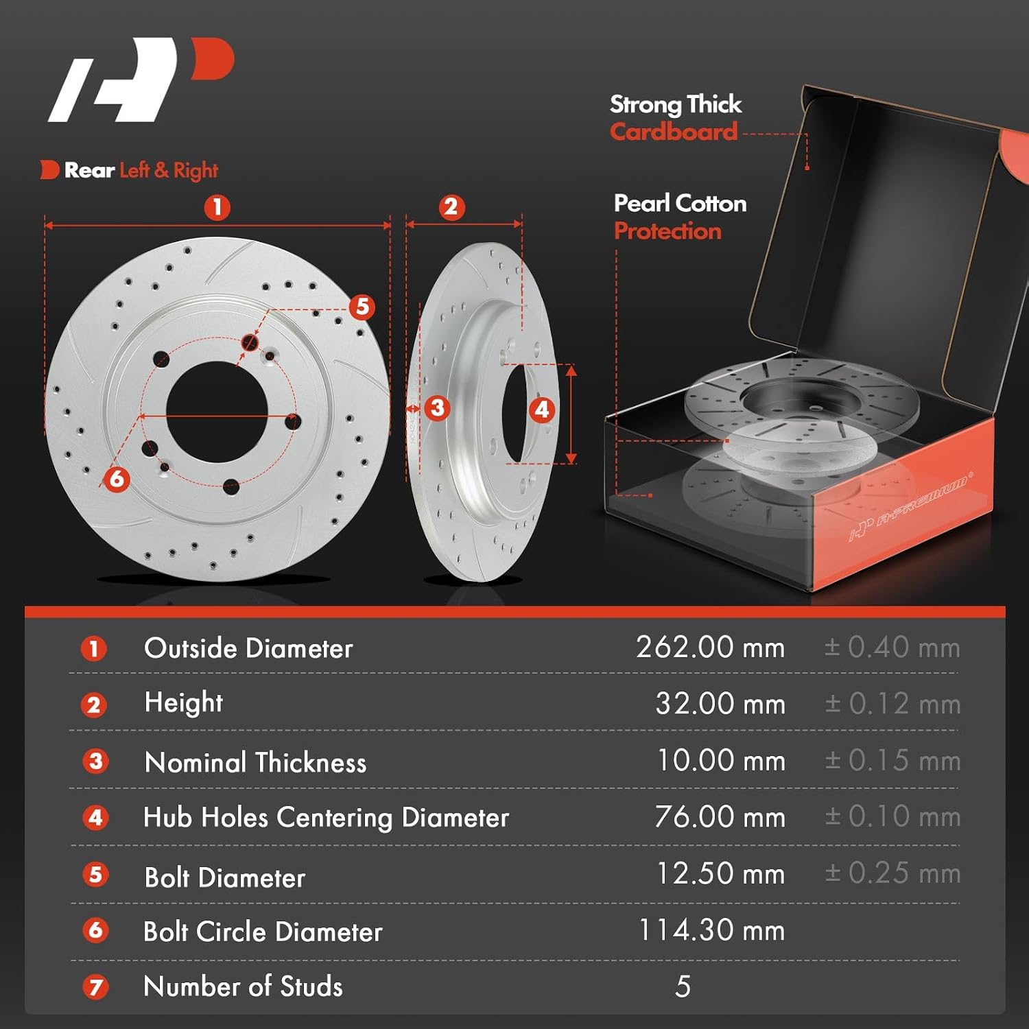 A-Premium Front and Rear Drilled and Slotted Disc Brake Rotors + Ceramic Pads Kit Compatible with Select Hyundai Models - Elantra 2017 2018 2019 2020, 12-PC Set