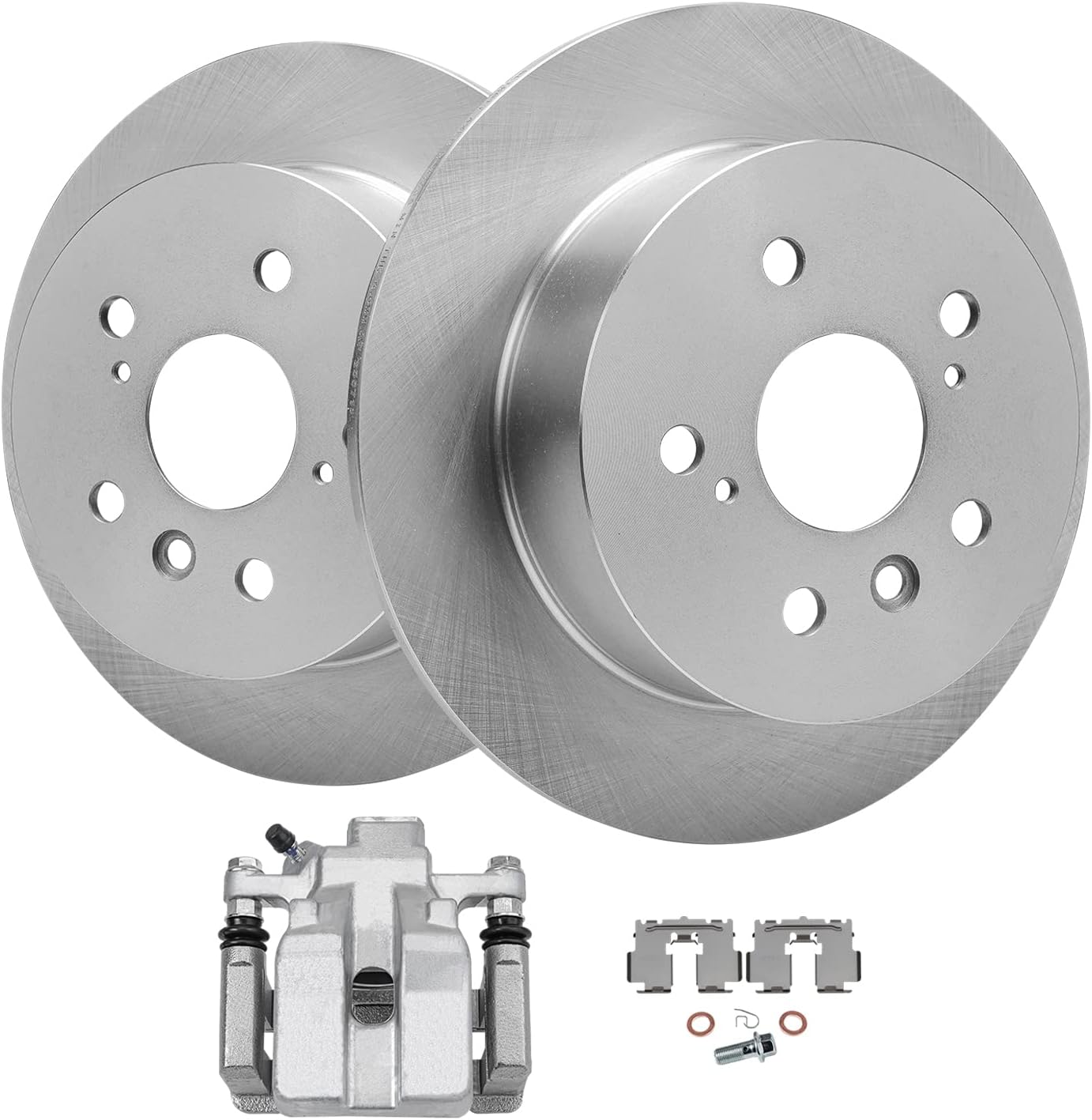Detroit Axle - Rear Disc Brake Rotors Driver Side Brake Caliper Replacement for Toyota Camry Avalon Lexus ES350 ES300H - 3pc Set