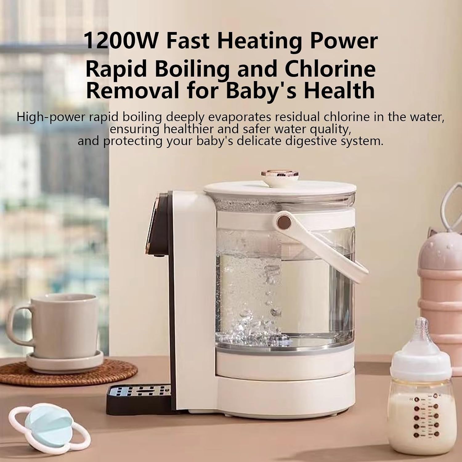 Instant Water Warmer Hot Water Dispenser Hot Water Machine Detachable Glass Tank Easy Cleaning Touch Screen Safety Lock for Home Baby Office