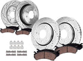 Detroit Axle - Brake Kit for 2012 2013 2014 Ford F-150 [7 Lug Wheels], Drilled and Slotted Disc Brake Rotors Ceramic Brakes Pads with Hardware Replacement : 13.78' inch Front & 13.70' inch Rear Rotor