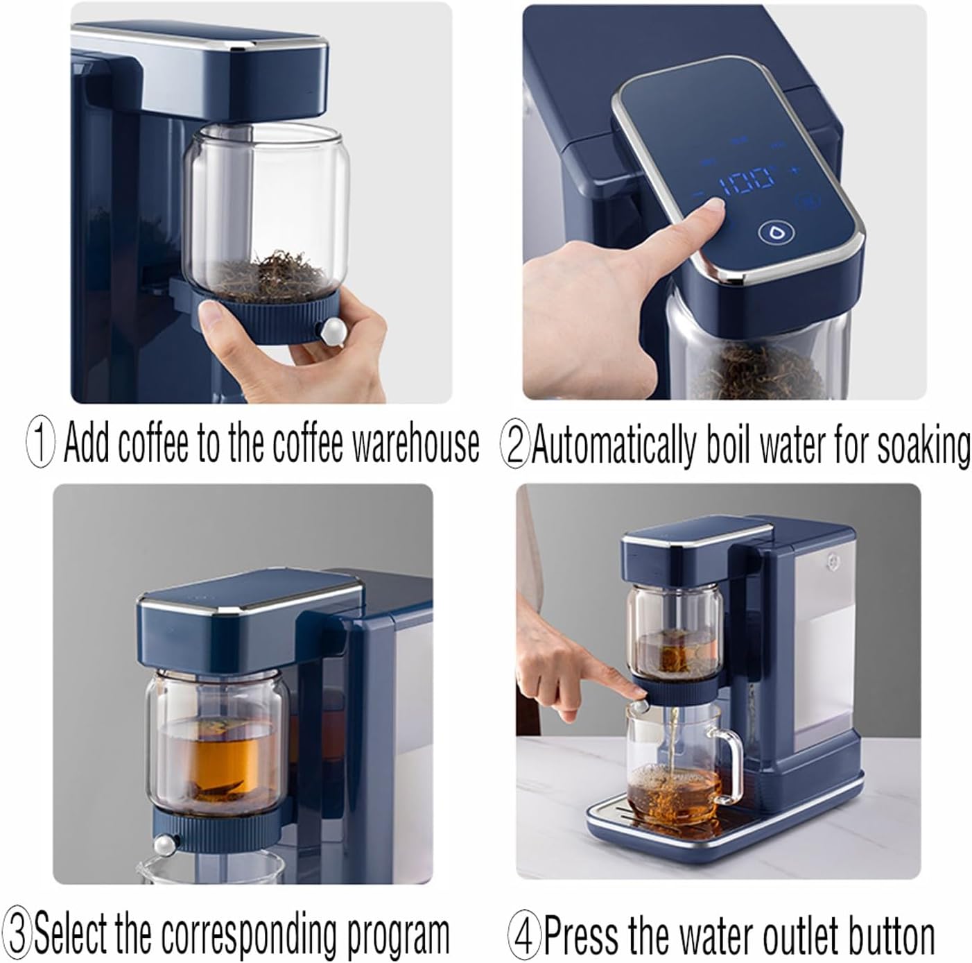 instant hot water dispenser Home office desk heating fully automatic digital display coffee and tea all-in-one water dispenser 29 * 15.9 * 30cm(Color:b)