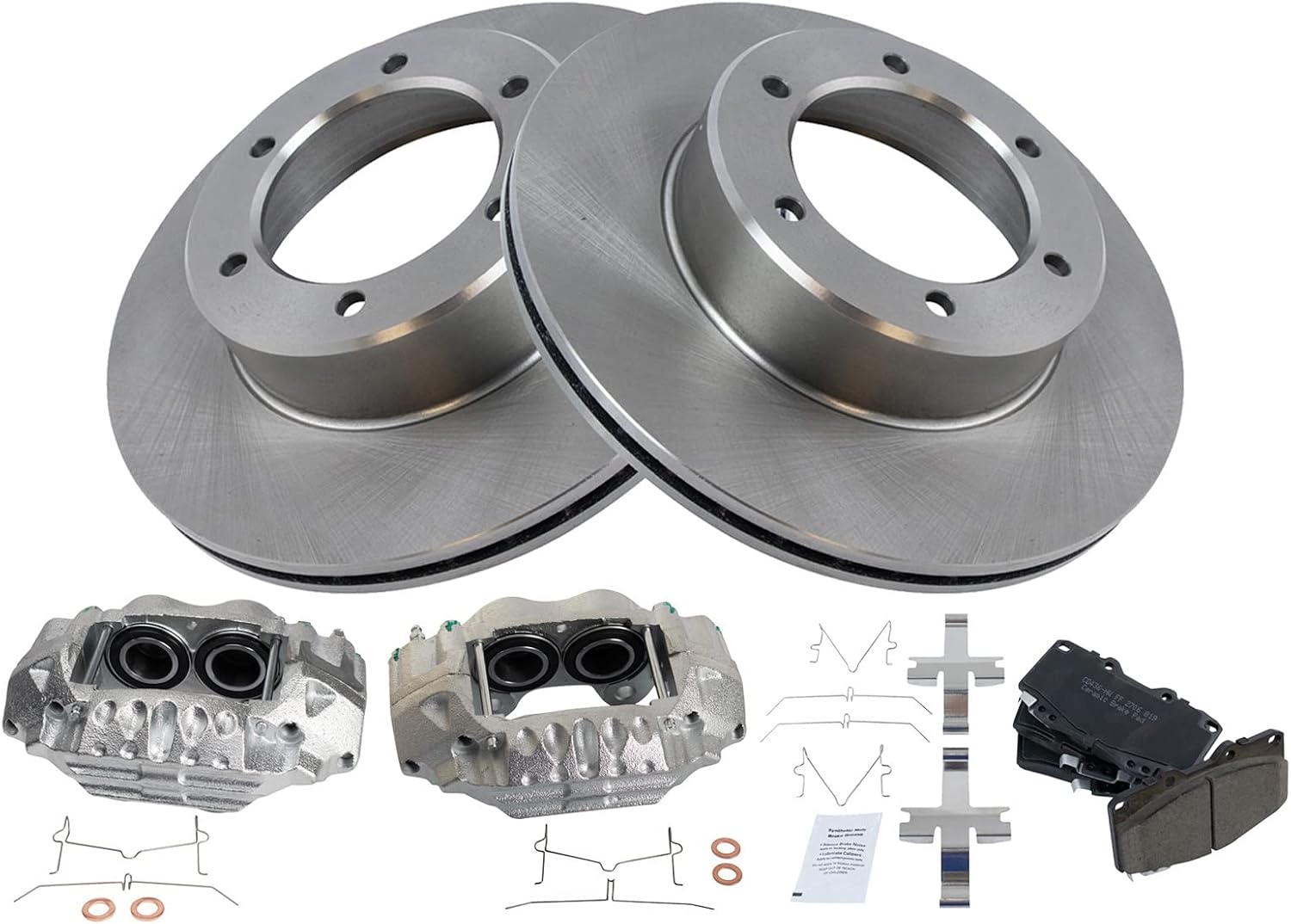 TRQ Front Brake Pad and Rotor Set Ceramic Vented Rotors Calipers Compatible with 1989-1995 Toyota Pickup 1990-1991 4Runner