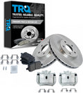 TRQ Front Brake Pad and Rotor Set Ceramic Vented Rotors Calipers Compatible with 2007-2012 Chevrolet Malibu 2007-2010 Pontiac G6 2007-2009 Saturn Aura