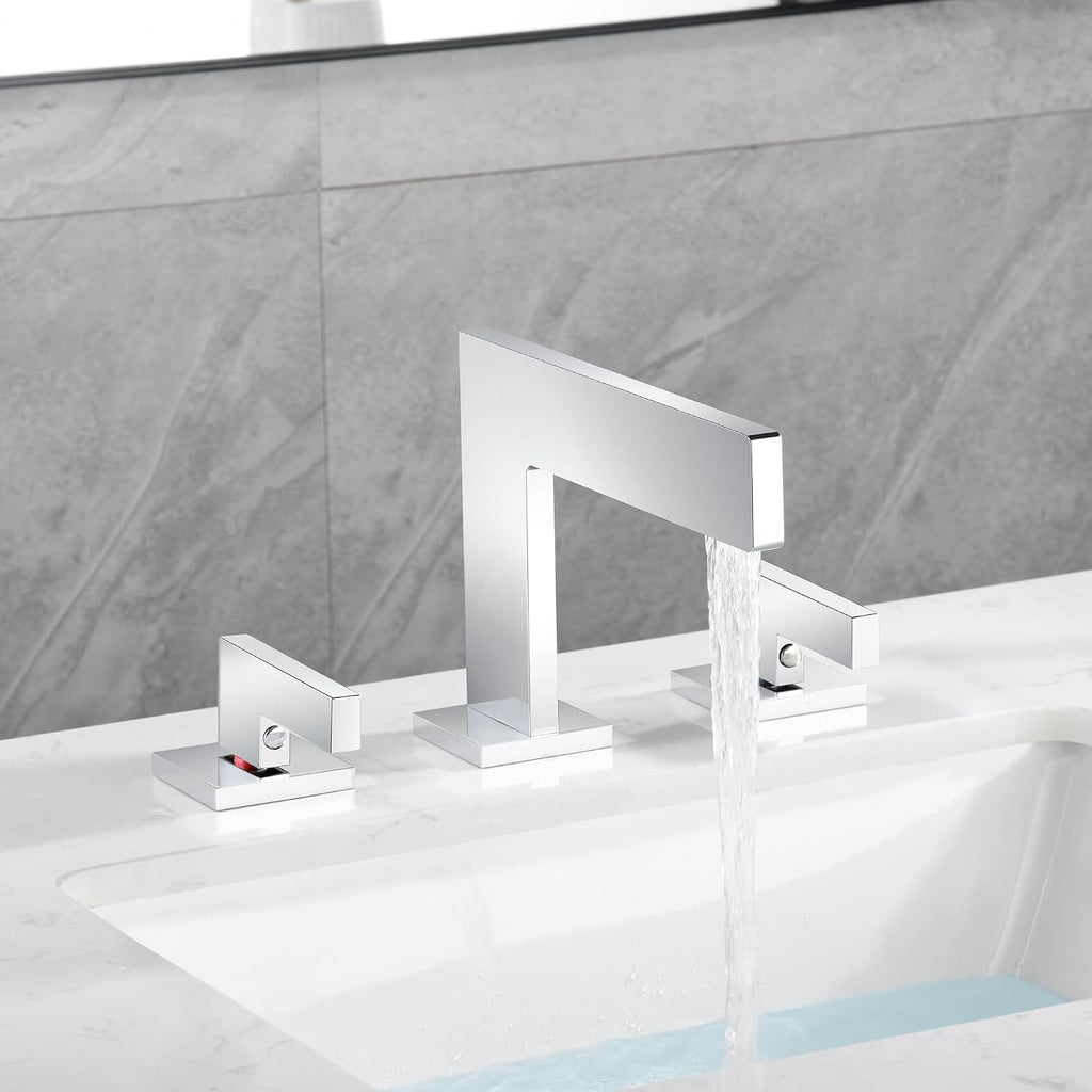 Sumerain 8 Inch Widespread Waterfall Bathroom Sink Faucet, 2 Lever Handle Lavatory Faucet in Chrome