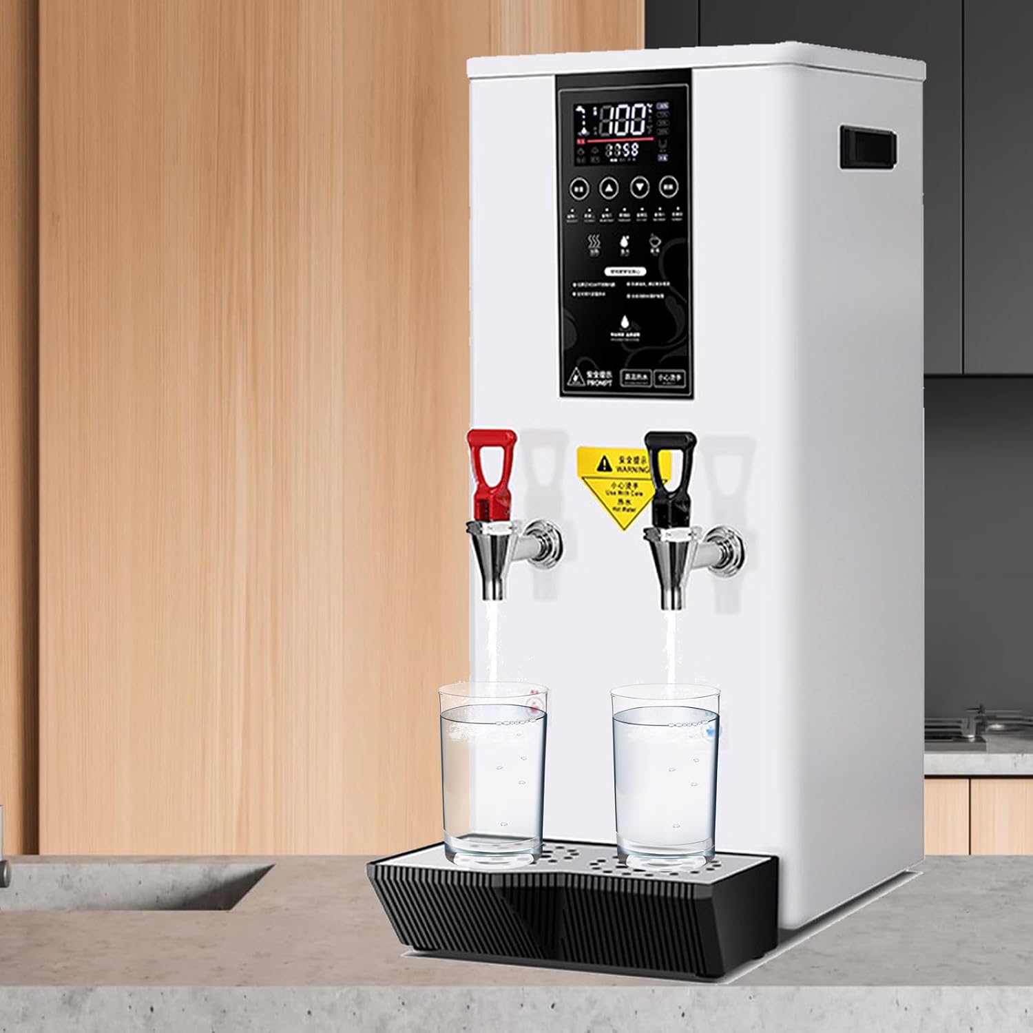 Commercial Hot and Cold Countertop Water Dispenser with LCD Display - 45L Instant Boiling Water Machine for Cafes and Dessert Shops
