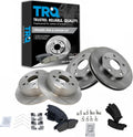 TRQ Front and Rear Brake Pad and Rotor Set Ceramic Vented Solid Rotors Compatible with 1992-1999 Toyota Camry