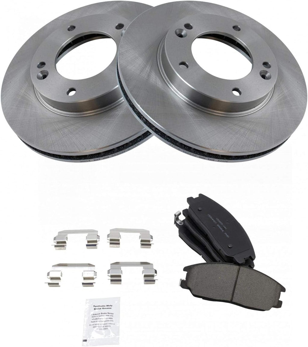 TRQ Front Brake Pad and Rotor Set Ceramic Vented Rotors Compatible with 2003-2006 Kia Sorento