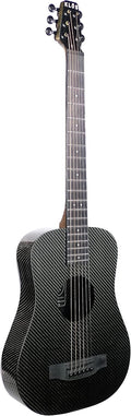 KLOS Travel Deluxe, Durable Carbon Fiber Acoustic Electric Guitar - Black with Gig Bag, Capo, and more