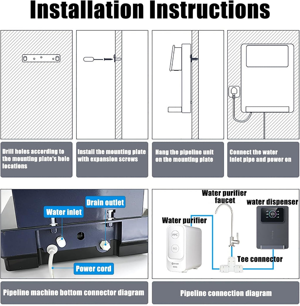 Instant Hot Water Dispenser Countertop for Rapid Heating, Adjustable 5 Temp & 3 Water Volume Dispense, Quick Heating with Touchscreen & Child Lock for Home(White)