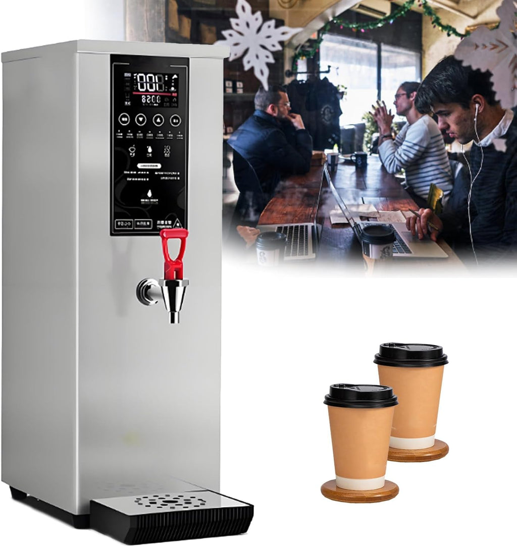 Commercial Water Boiler,Electric Hot Water Dispenser,1000W 25L Step-heating Stainless Steel Water Boiler and Warmer,Digital Display Countertop Boiling Water Machine for Office Silver