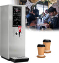 Commercial Water Boiler,Electric Hot Water Dispenser,1000W 25L Step-heating Stainless Steel Water Boiler and Warmer,Digital Display Countertop Boiling Water Machine for Office Silver
