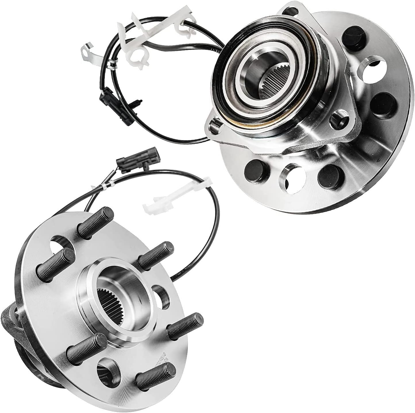 Detroit Axle - 4WD Front Drilled Rotors Brake Pads Wheel Hub Bearings w/ 24pc Lug Nuts Replacement for K1500 K2500 Escalade Tahoe Yukon - 30pc Set