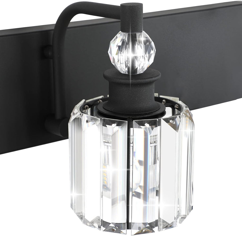 Ralbay Black Crystal Vanity Light Fixtures 4 Light Crystal Bathroom Vanity Lights Fixtures Over Mirror Modern Matte Black Bath Wall Lights