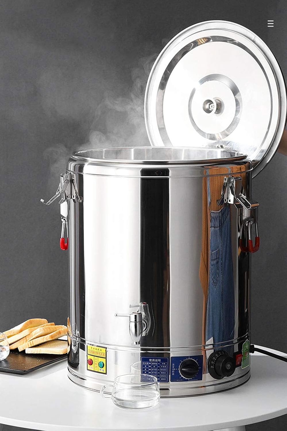 Drink Dispenser 304 Stainless Steel Water Boiler and Warmer, Electric Kettle Water Heater Hot Water Pot Instant Hot Water Dispenser Coffee Carafes for Keeping Hot Commercial Coffee for Parties