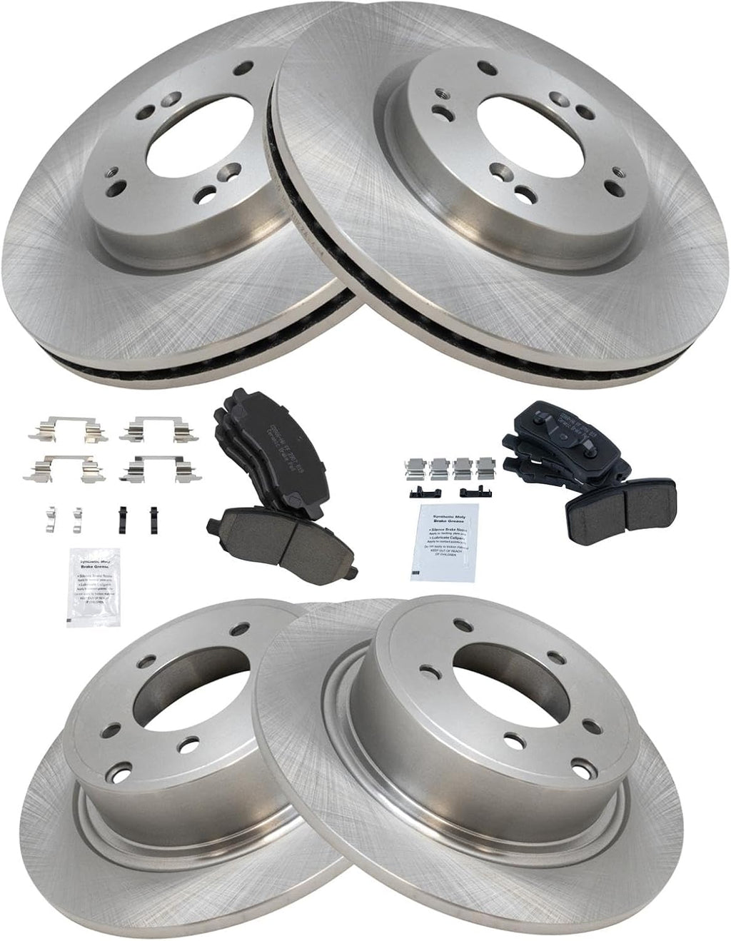TRQ Front and Rear Brake Pad and Rotor Set Ceramic Compatible with 2007-2010 Chrysler Sebring 2011 200 2008-2014 Dodge Avenger Mitsubishi Lancer 2007-2017 Jeep Compass Patriot 2008-2012 Outlander