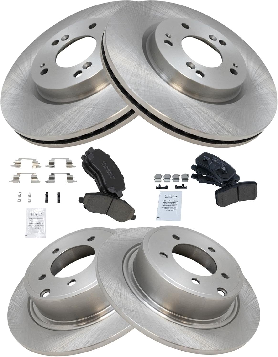 TRQ Front and Rear Brake Pad and Rotor Set Ceramic Compatible with 2007-2010 Chrysler Sebring 2011 200 2008-2014 Dodge Avenger Mitsubishi Lancer 2007-2017 Jeep Compass Patriot 2008-2012 Outlander