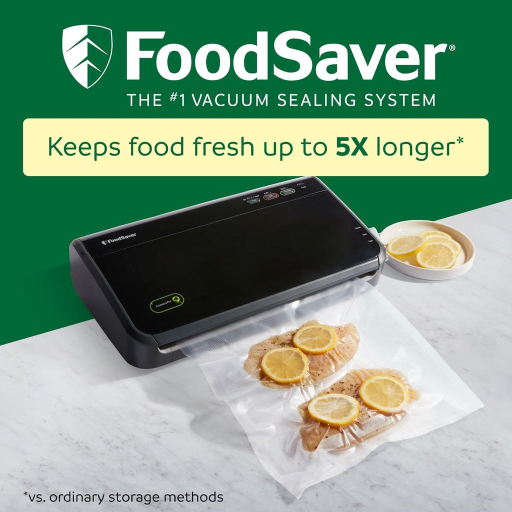 FoodSaver Vacuum Sealer Machine, Automatic Bag Detection, Sous Vide Friendly, with sealer bags, roll, handheld vacuum sealer, black