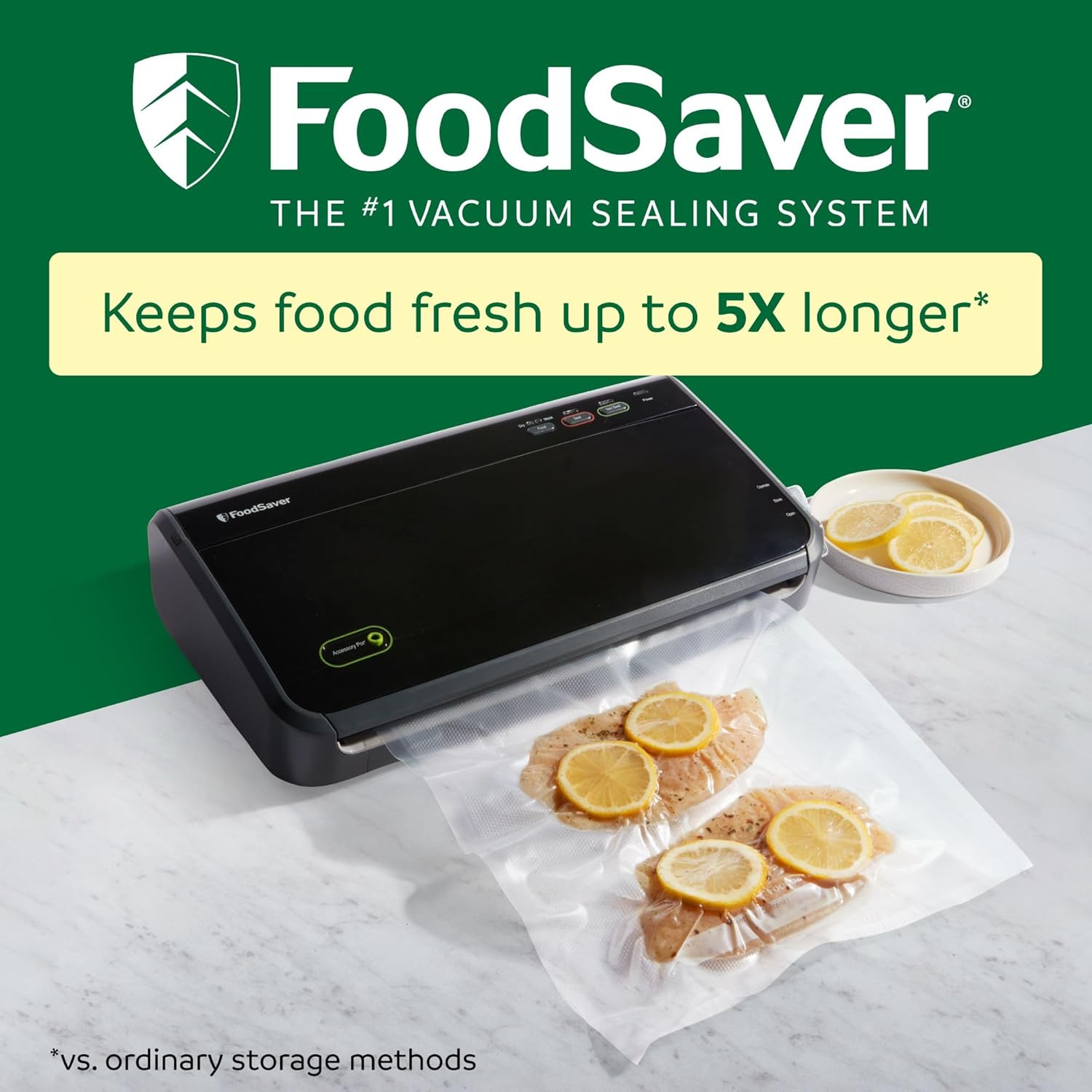 FoodSaver Vacuum Sealer Machine, Automatic Bag Detection, Sous Vide Friendly, with sealer bags, roll, handheld vacuum sealer, black