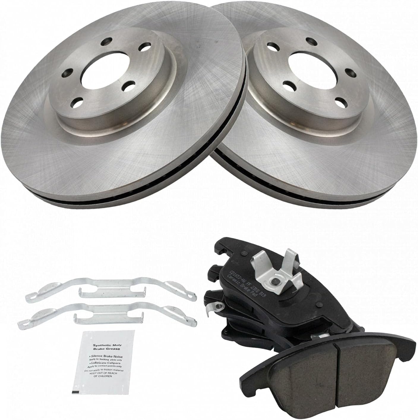 TRQ Front Brake Pad and Rotor Set Ceramic Vented Rotors Compatible with 2017-2018 Lincoln MKZ