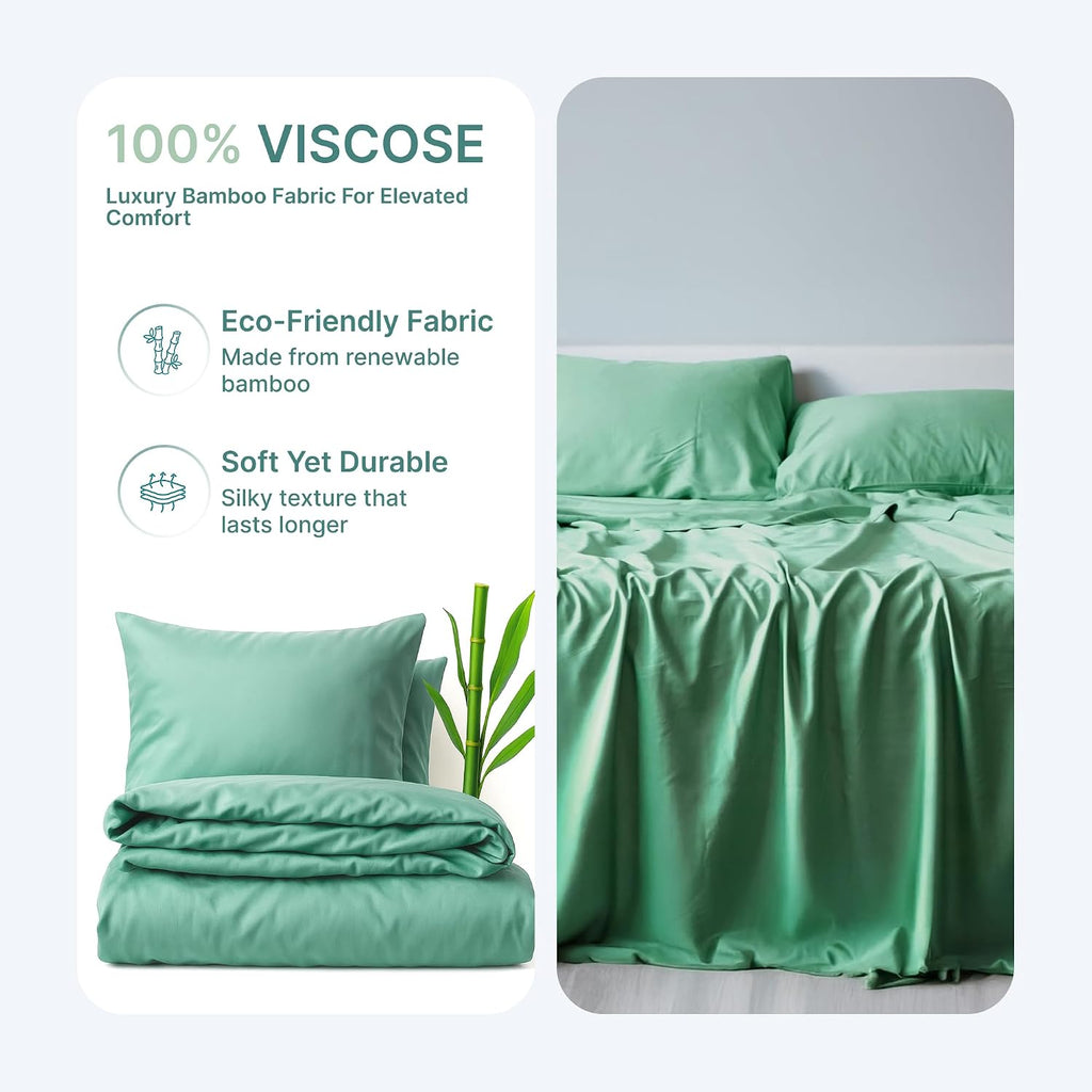 BedVoyage - Viscose from Bamboo Split King Size Sheets Set - Luxury 5pc King Sheet Set - Cooling Bed Sheets 18' Deep Pocket - Ultra Soft Sheet and Pillowcase Sets - Seaglass