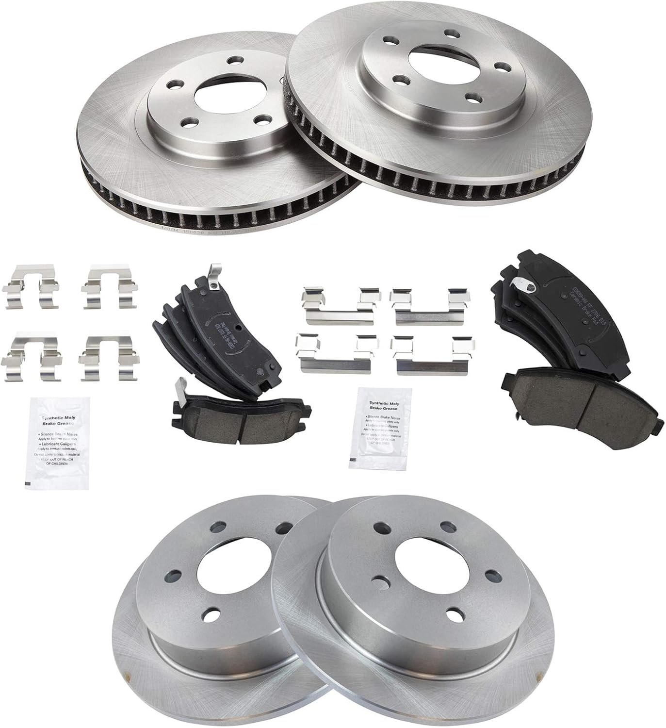 TRQ Front and Rear Brake Pad and Rotor Set Ceramic Compatible with 2000-2005 Chevrolet Impala 2000-2005 Monte Carlo 1998-1999 Oldsmobile Intrigue