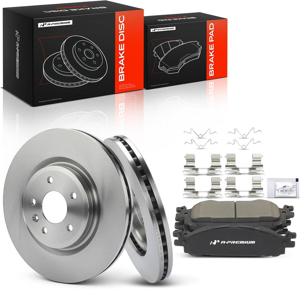 A-Premium 12.8 inch (325mm) Front Vented Disc Brake Rotors + Ceramic Pads Kit Compatible with Select Ford, Lincoln Models - Explorer 2011-2019, Taurus/MKT 2010-2019, Flex 2009-2019, MKS 2009-2012