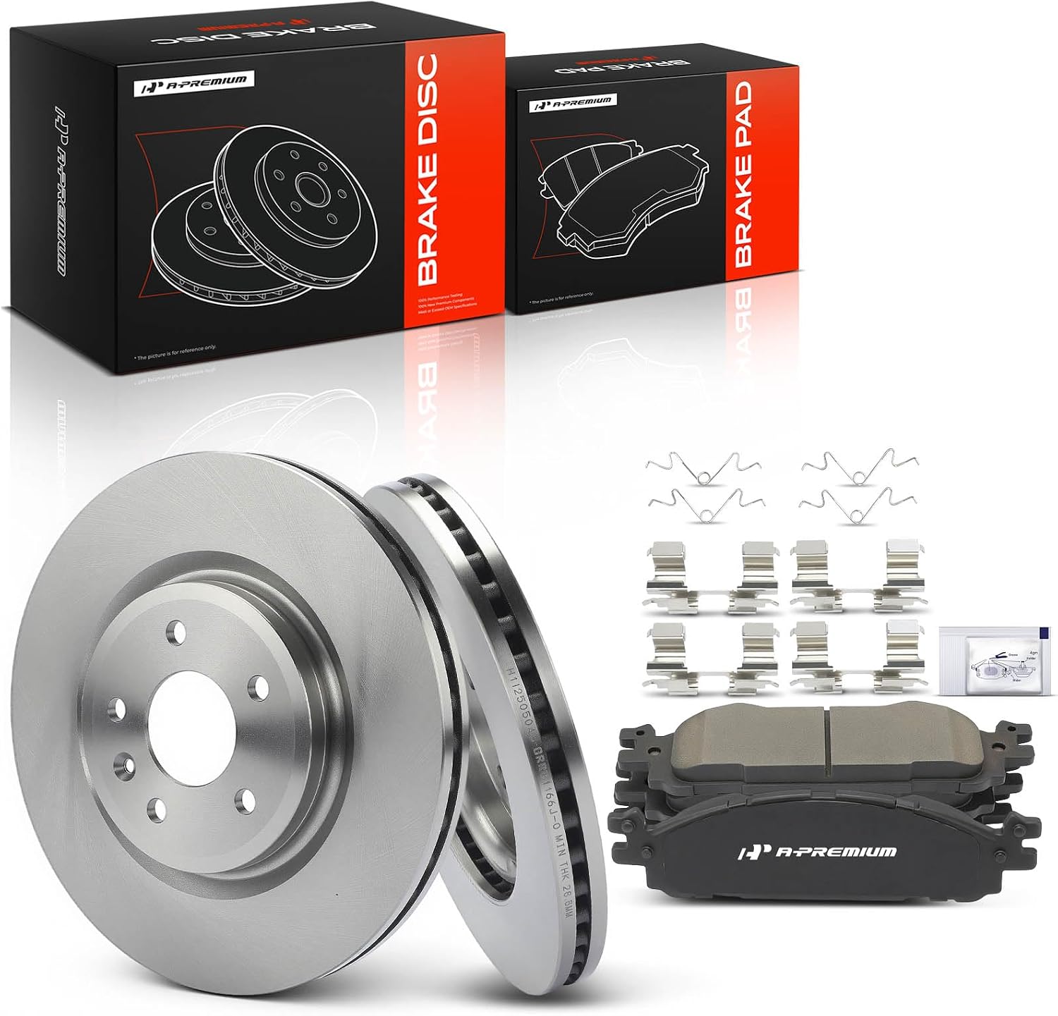 A-Premium 12.8 inch (325mm) Front Vented Disc Brake Rotors + Ceramic Pads Kit Compatible with Select Ford, Lincoln Models - Explorer 2011-2019, Taurus/MKT 2010-2019, Flex 2009-2019, MKS 2009-2012