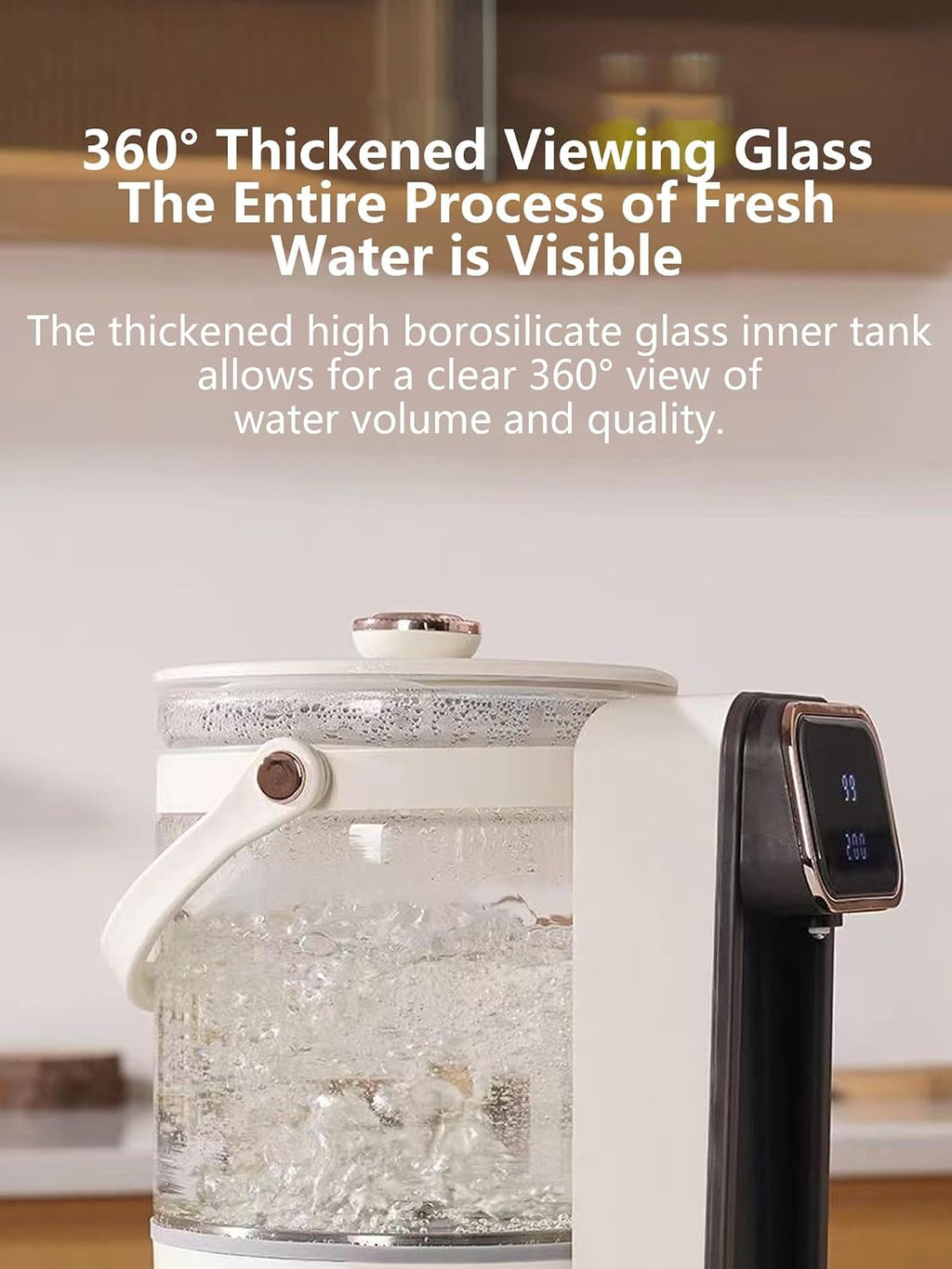 Instant Water Warmer Hot Water Dispenser Hot Water Machine Detachable Glass Tank Easy Cleaning Touch Screen Safety Lock for Home Baby Office