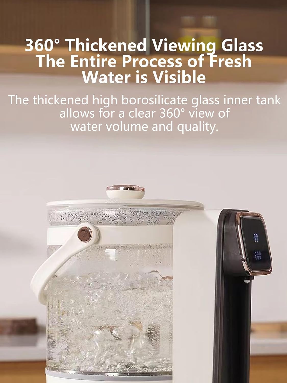 Instant Water Warmer Hot Water Dispenser Hot Water Machine Detachable Glass Tank Easy Cleaning Touch Screen Safety Lock for Home Baby Office