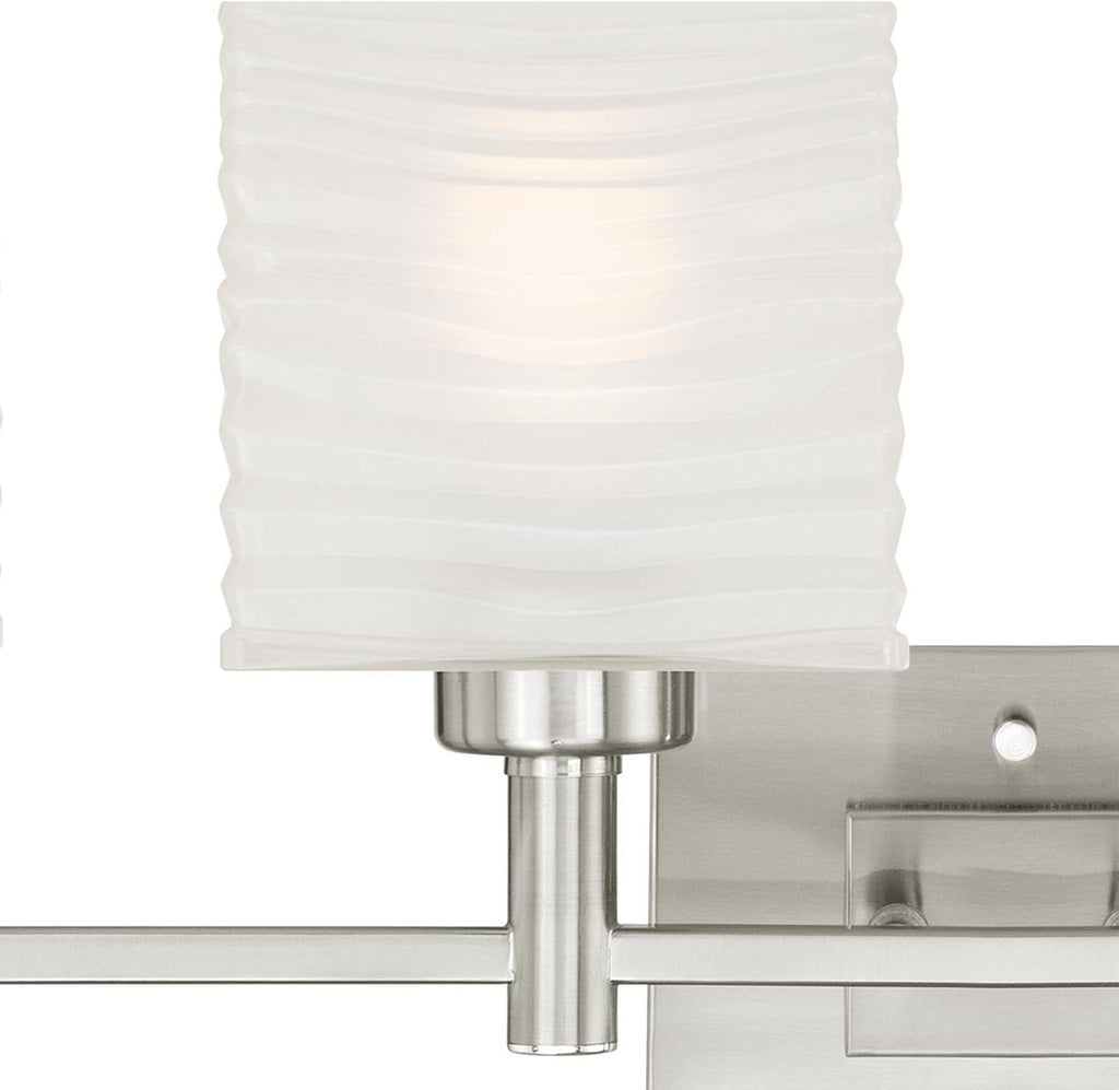 Westinghouse 6304100 Alexander Four-Light Indoor Wall Fixture, Brushed Nickel Finish with Rippled White Glazed Glass