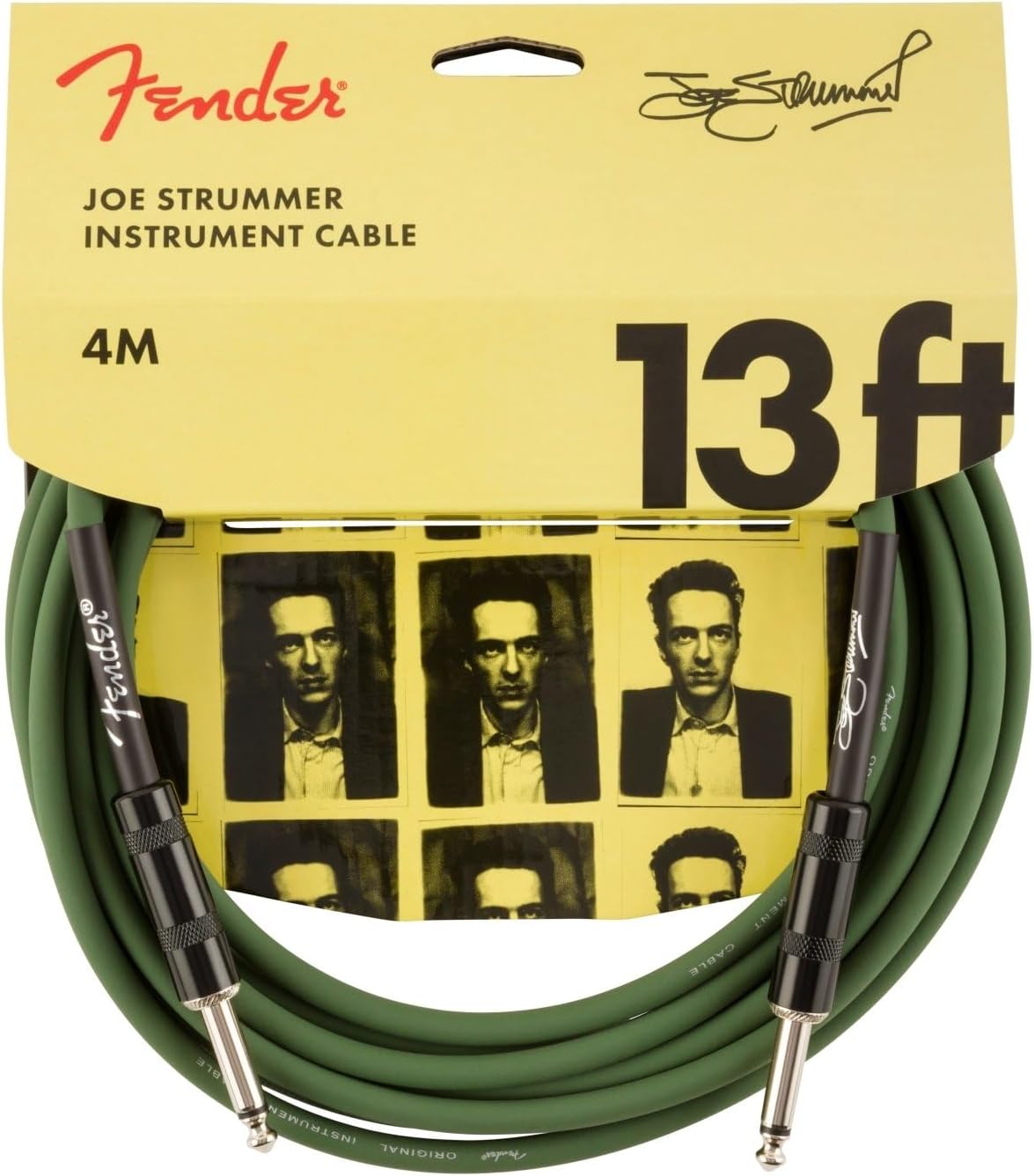 Fender Mustang LT50 Guitar Amplifier Bundle with Fender Joe Strummer Instrument Cable, Straight/Straight, Drab Green, 13ft
