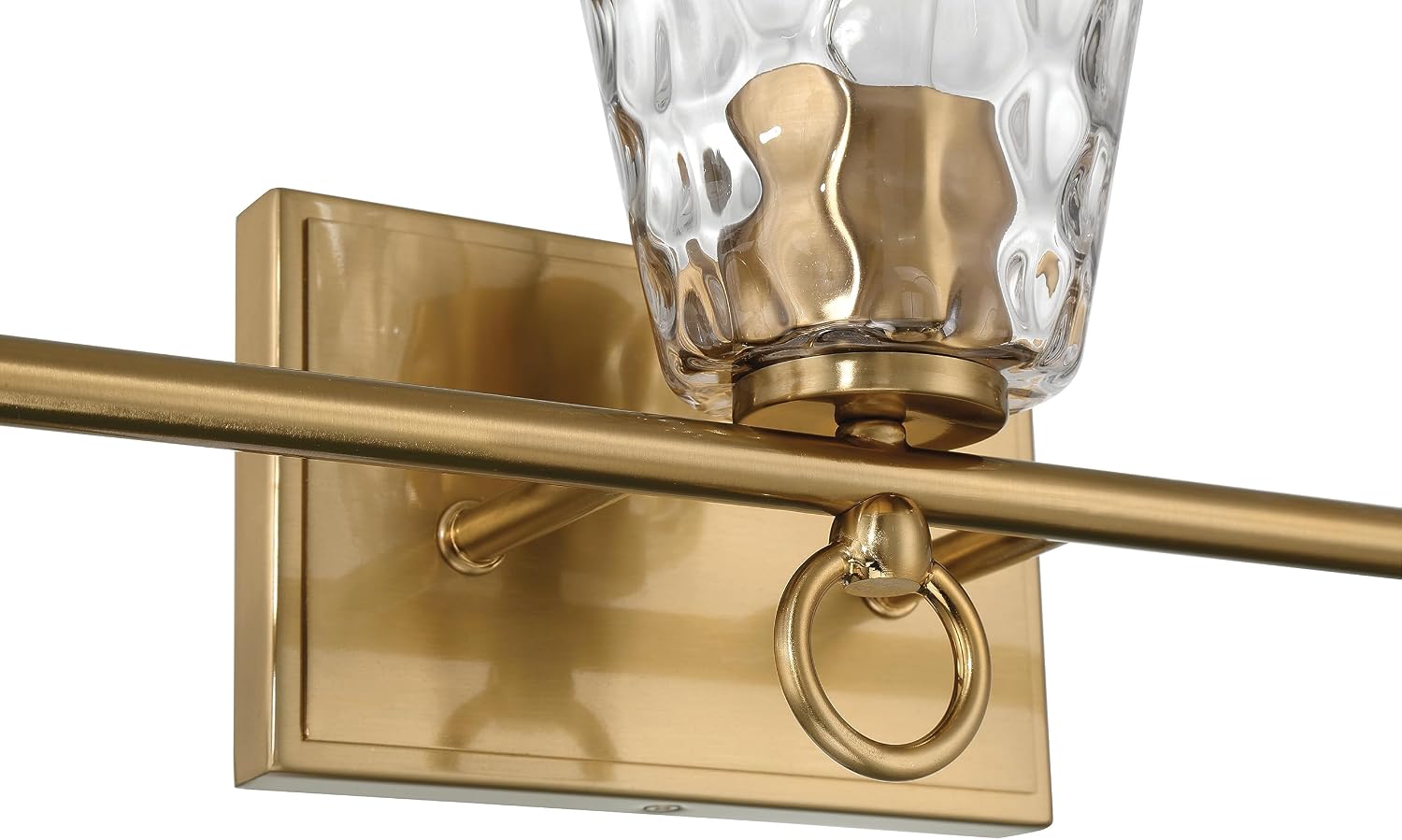 Imogen - Metal and Hammered Water Glass 3-Light Vanity Light, Brushed Gold