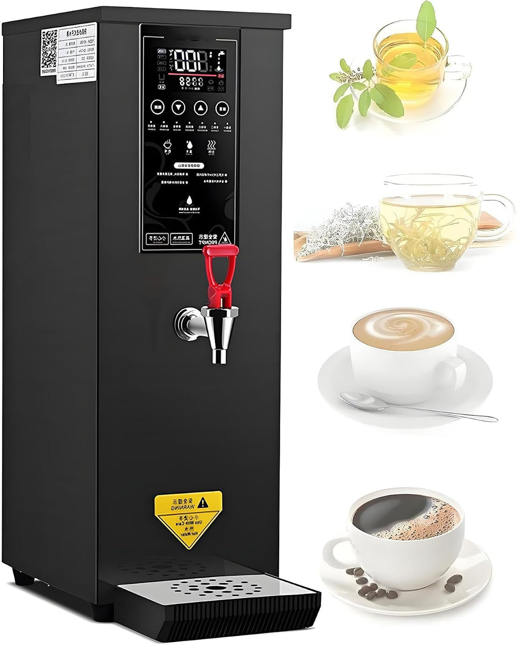Electric Water Boiler Warmer 8L Water Boiler,Step-Heating Countertop Water Dispenser,LCD Display,Stainless Steel Hot Water Machine for Restaurant, Hotel, Office,Cafes Black