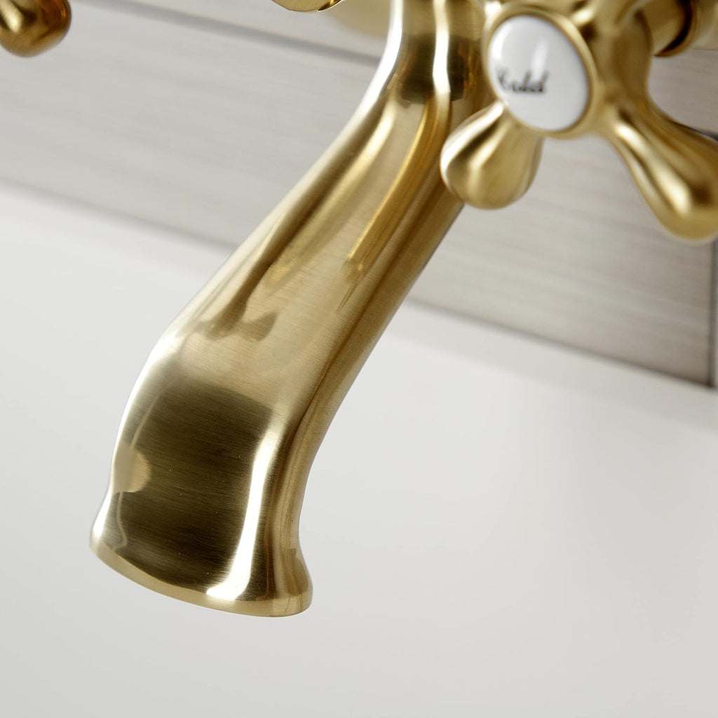 Kingston Brass KS266SB Vintage 6' Adjustable Wall Mount Clawfoot Tub Faucet, Brushed Brass