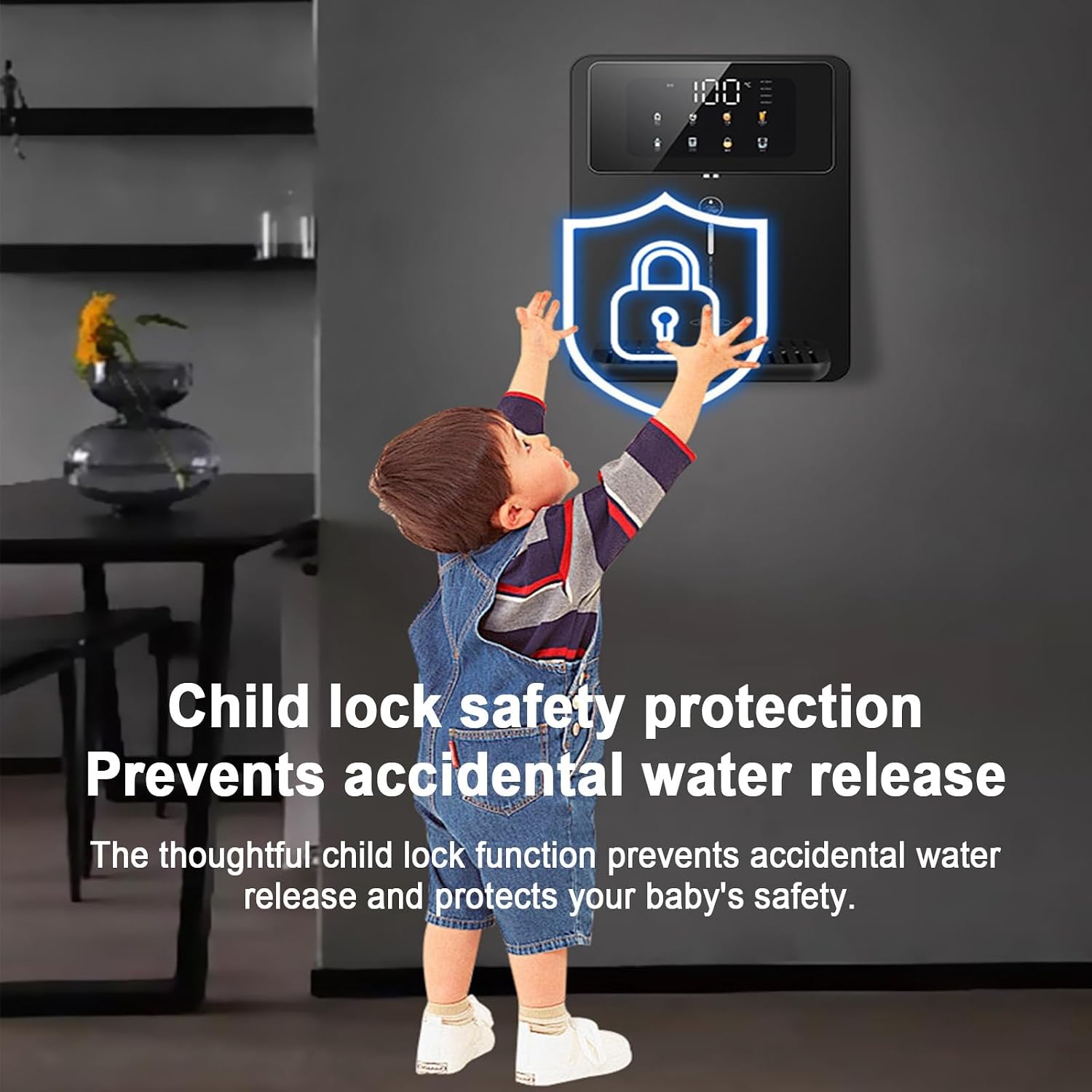 Home Wall Mounted Water Dispenser,with Electronic Child Lock, Touch Screen, for Office, Commercial Canteens(White)
