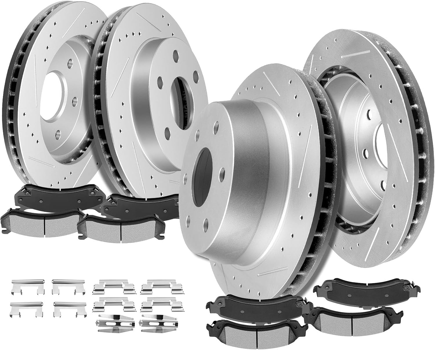 SCITOO 120.6604,55054 ATD785C,D785-7653 2575780255067 ATD834C,D834-7707 Front Rear Brake Pads and Rotors Fit For 2002-2006 For Cadillac Escalade,2003-2006 For Chevrolet Avalanche 1500