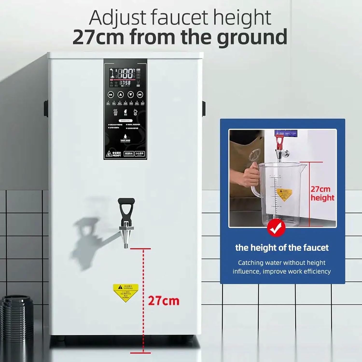 Commercial Hot Water Dispenser,80L/H Wall-Mounted Automatic Hot Water Pot,3000W Multifunctional Drinking Water Equipment for Restaurants,Coffee Shops,Bars