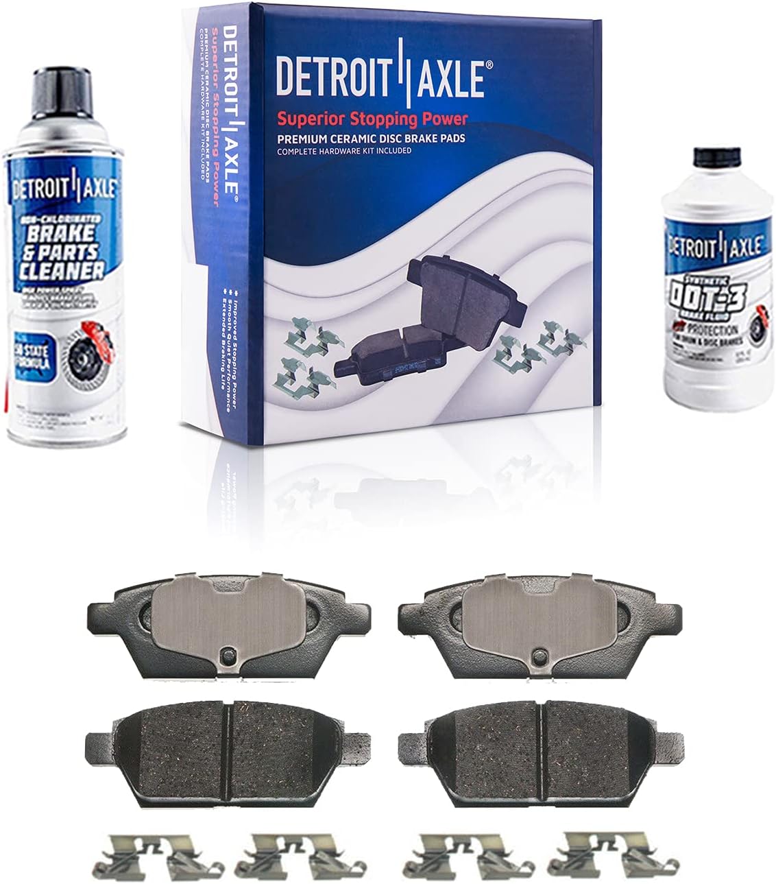 Detroit Axle - Rear Brake Kit for Ford Fusion Lincoln MKZ Zephyr Mazda 6 Mercury Milan, Drilled & Slotted Brake Rotors Ceramic Brake Pads Disc Brake Calipers Replacement : 11.02 inch Rotor