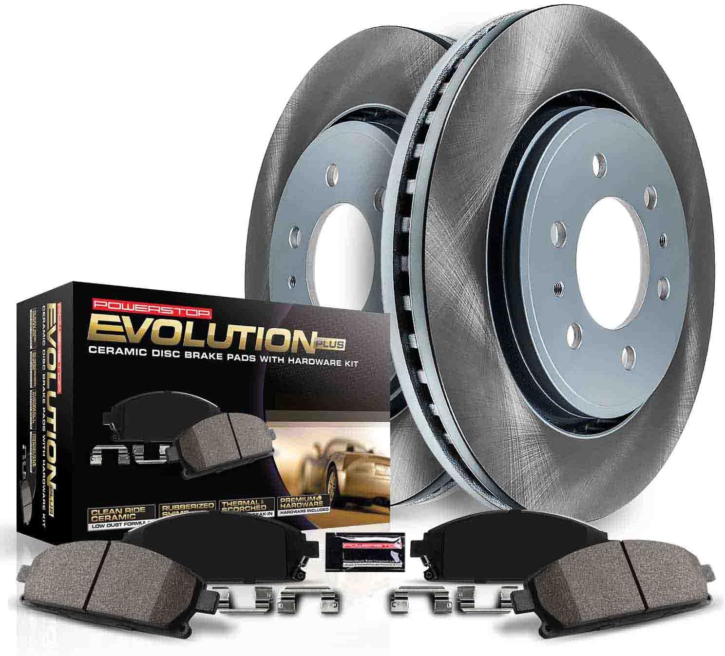 PowerStop Front Brake Kit for Honda Accord Crosstour 2011 |CR-V 2012-16 |Crosstour 2012-15 - Ceramic Brake Pads + Semi Coated Rotors Replacement, SC5432