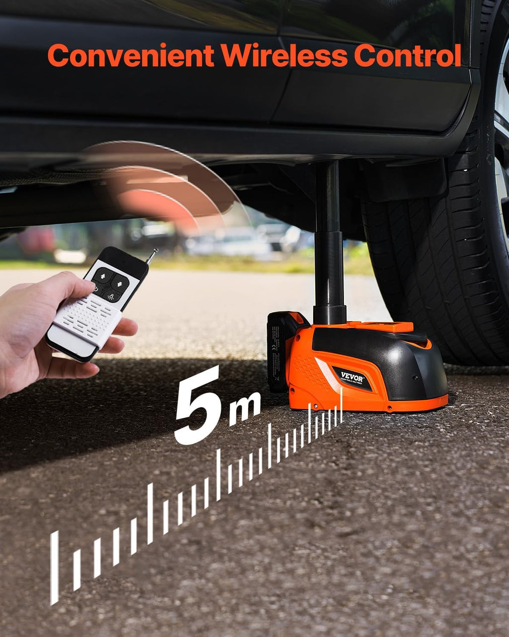 VEVOR Electric Car Jack Wireless 5 Tons, Cordless Remote Control Hydraulic Electric Jack, LED Light Hydraulic Repair Tool, 135-360mm Lifting Range for SUV MPV Sedan Truck Repair