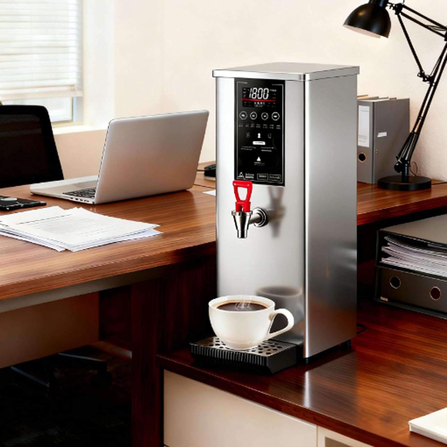 Commercial Hot Water Boiler with Autofill, Temperature Adjustable,Step-Heating Water Dispenser for Tea Coffee, Tea, Milk, and Hot Drinks Making Silver