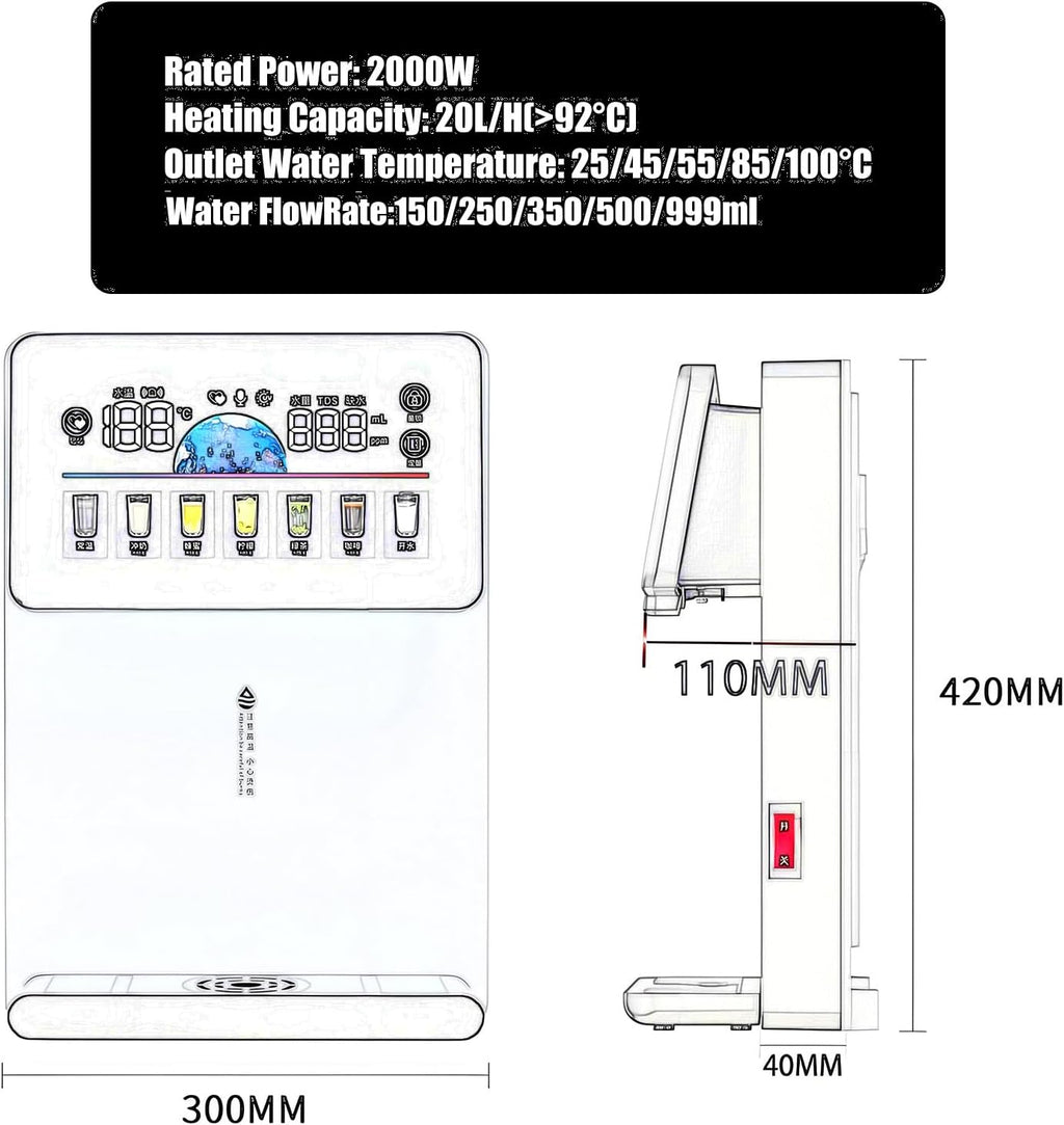 Instant Hot Water Dispenser with 3s Quick Heating and 7 Variable Presets Temperatures, Anti-Fog Tilt Design with Electronic Child Lock, for Home, Office, Coffee Shops(White)