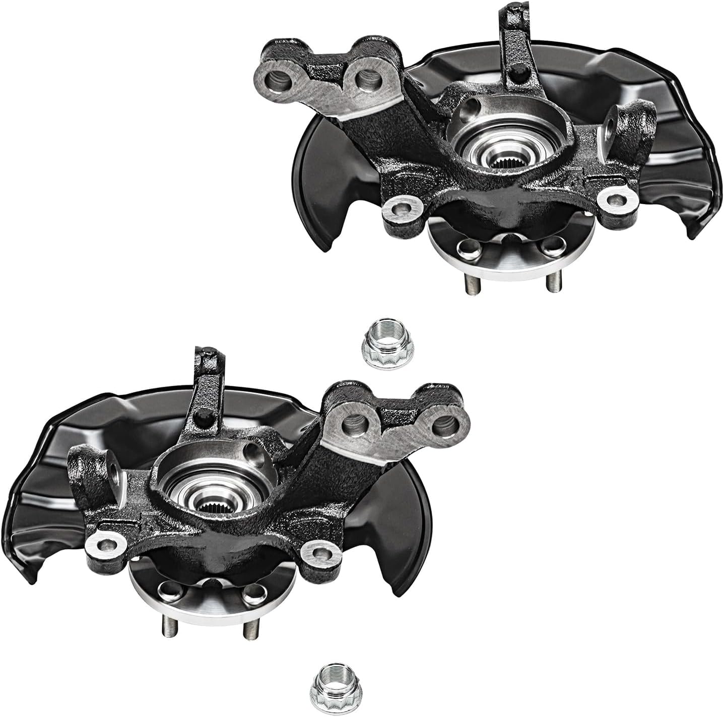 Detroit Axle - Front Brake Kit for 2009-2013 Toyota Corolla Matrix, Steering Knuckles & Wheel Bearing Hubs Drilled and Slotted Brake Rotors Ceramic Brake Pads Disc Brake Calipers Replacement