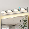 26' Motion Sensor Vanity Light Brushed Nickel, 3CCT 4-Light Modern LED Bathroom Lighting Fixtures Over Mirror, Dimmable Rotatable Head Wall Sconce, 3000K-6000K Color Selectable