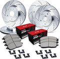 R1 Concepts Front and Rear Brake Kit Fits 2017-2024 Alfa Romeo Giulia; 2018-2025 Alfa Romeo Stelvio| Optimum Oep Pads, Drilled Slotted Rotors| Hardware| 13.0' Front & 12.6' Rear